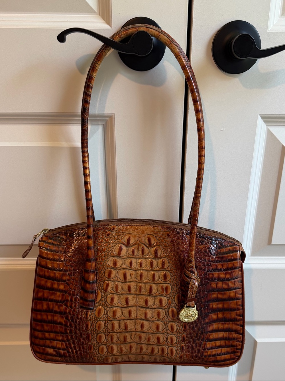 Brahmin Brown Croc-Embossed Shoulder Bag